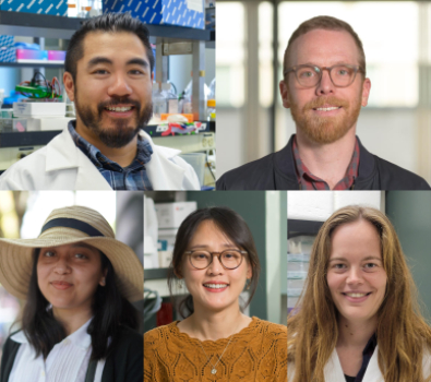 Top row (from left to right): Hai Nguyen, PhD, John Ray, PhD; Bottom row (from left to right: Ritika Tewari, PhD, Soo Jung Yang, PhD, and Aisha Callebaut, PhD.